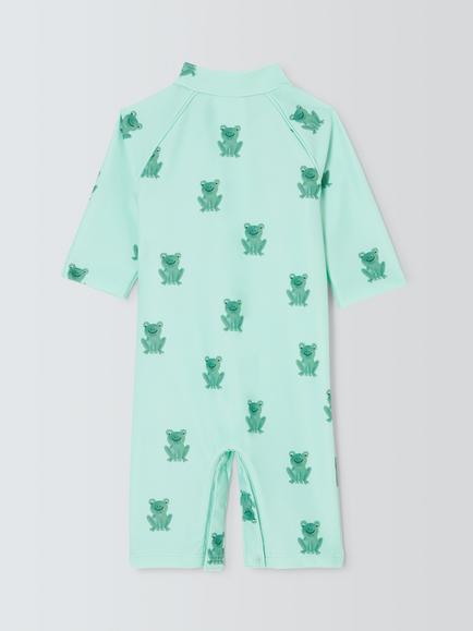 John Lewis Baby Frogs Sunpro Swimsuit, Green - view 2, Green