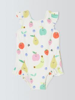 John Lewis Baby Fruit Swimsuit, White Multi, White Multi