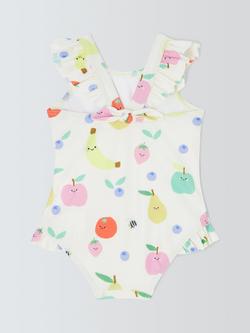 John Lewis Baby Fruit Swimsuit, White Multi - view 2, White Multi