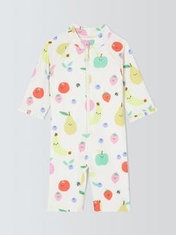 John Lewis Baby Fruity Sunpro Swimsuit, White/Multi, White Multi
