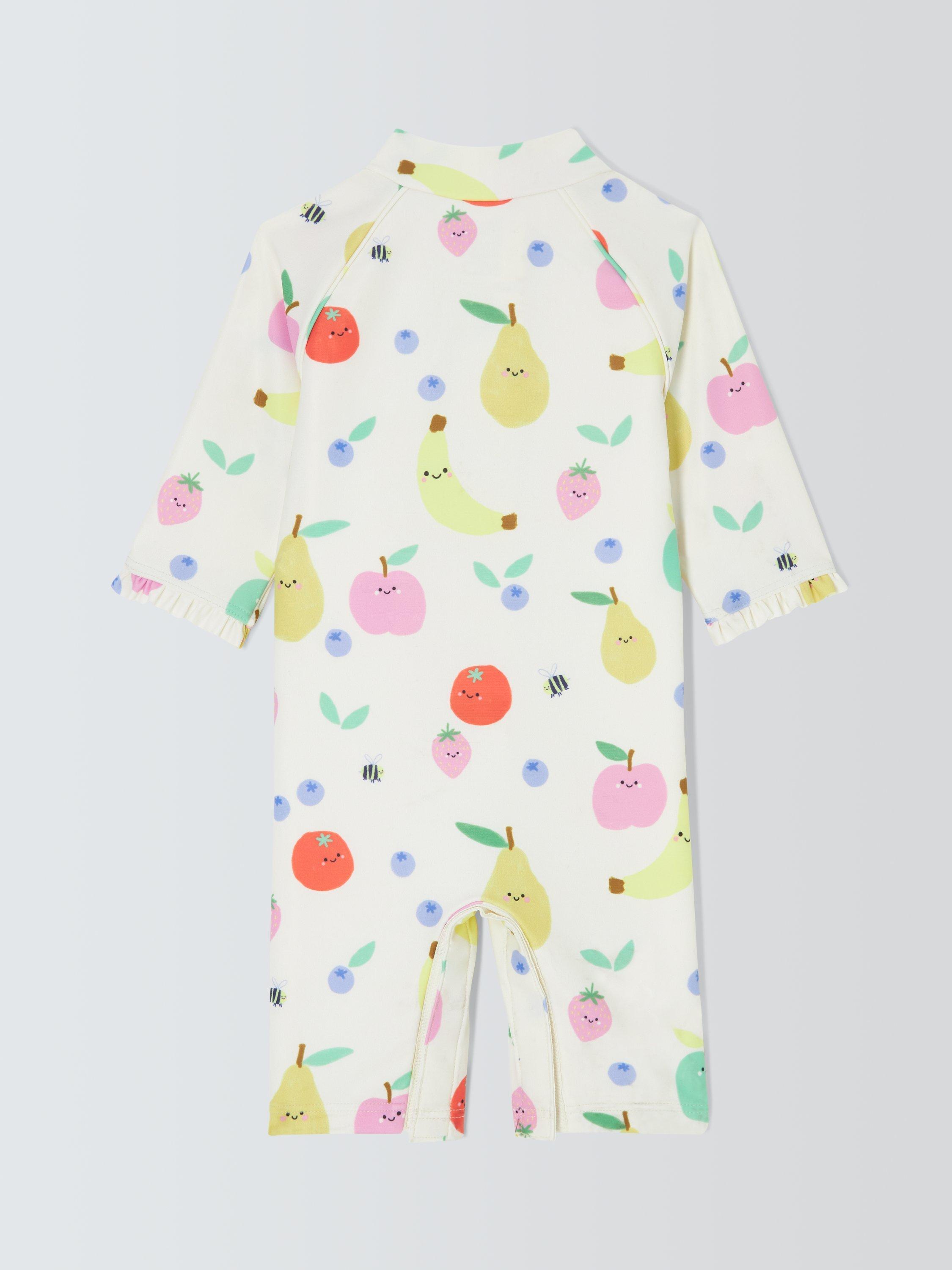 Product image 2 of 3, which shows John Lewis Baby Fruity Sunpro Suit, White Multi, 3-6 months