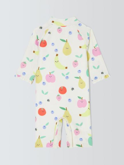 John Lewis Baby Fruity Sunpro Swimsuit, White/Multi - view 2, White Multi