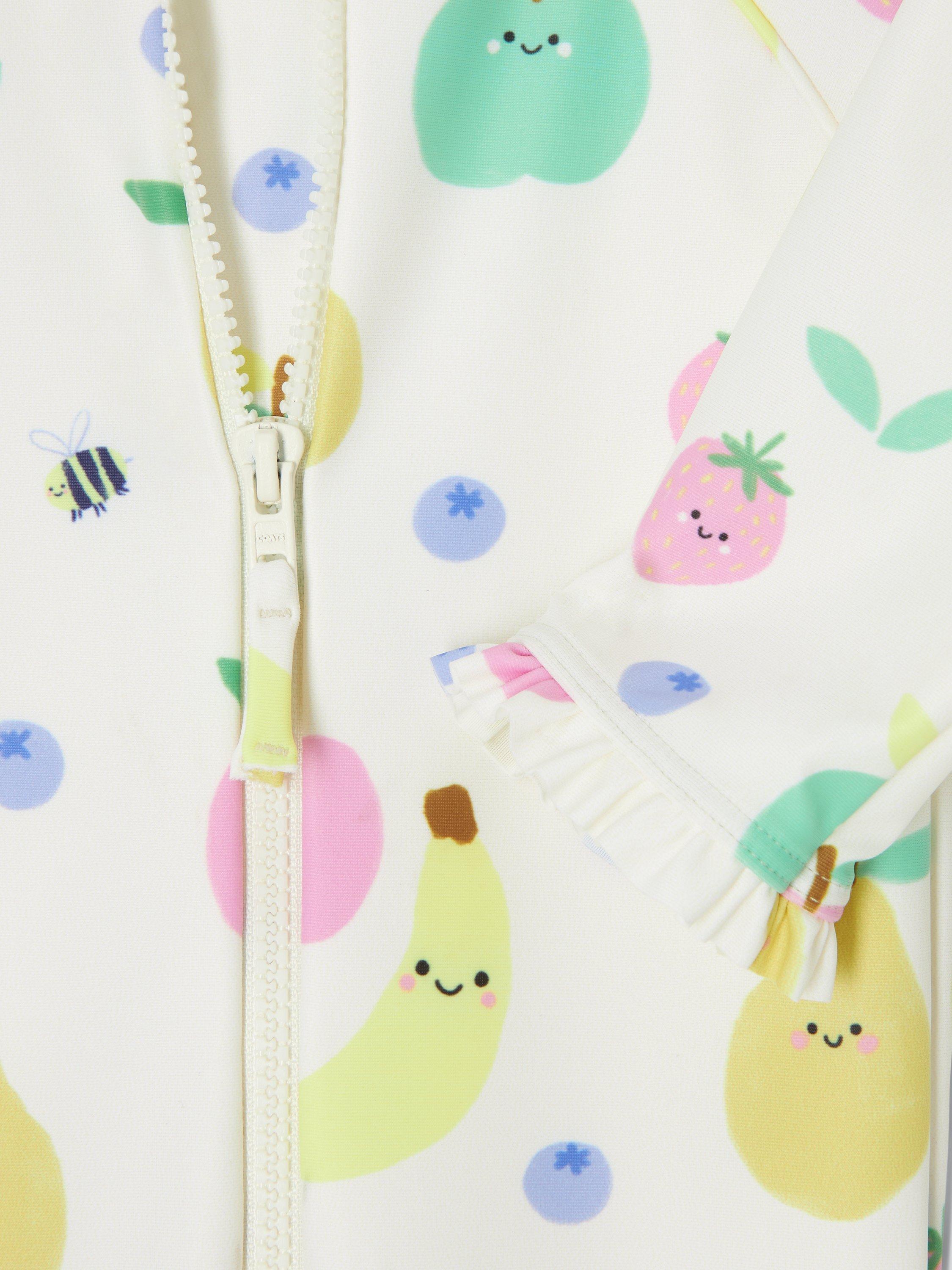 Product image 3 of 3, which shows John Lewis Baby Fruity Sunpro Suit, White Multi, 3-6 months