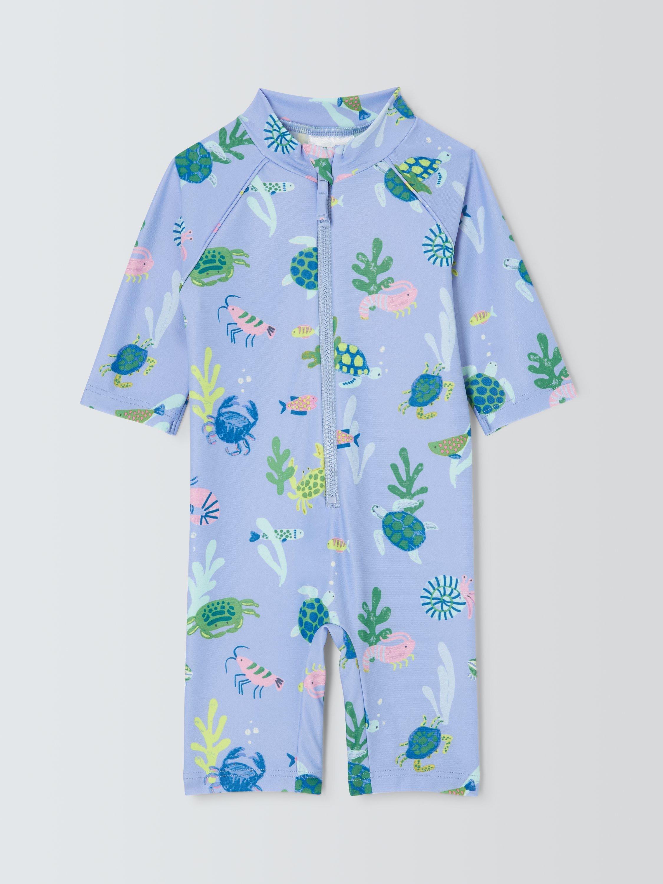 Product image 1 of 3, which shows John Lewis Baby Rockpool Sunpro Swimuit, Blue Multi, 3-6 months