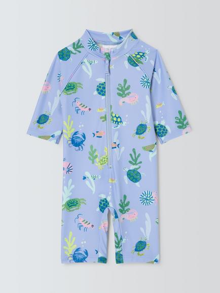 John Lewis Baby Rockpool Sunpro Swimsuit, Blue Multi, Blue Multi