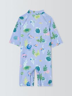 John Lewis Baby Rockpool Sunpro Swimsuit, Blue Multi - view 2, Blue Multi