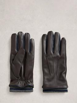 White Stuff Levi Leather Gloves, Dark Brown