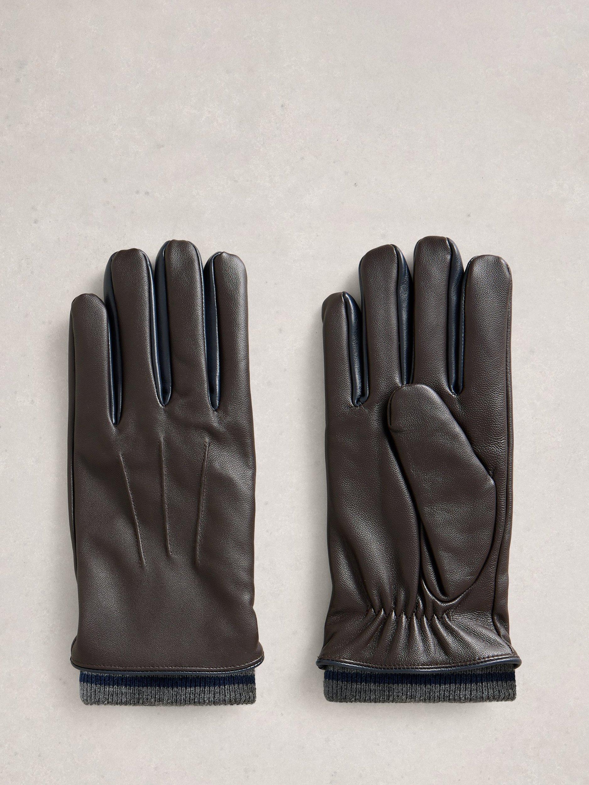 Product image 2 of 3, which shows White Stuff Levi Leather Gloves, Dark Brown, S-M