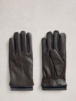 White Stuff Levi Leather Gloves - view 2, Dark Brown