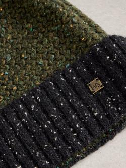 White Stuff Charlie Lambswool Blend Beanie, Green/Multi - view 2, Green/Multi