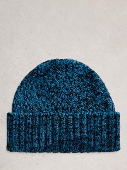 White Stuff Twist Cotton Blend Beanie, Dk Teal - view 2, Dk Teal
