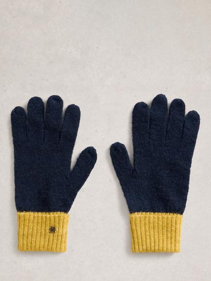 White Stuff Sammy Lambswool Blend Gloves, Navy/Multi, Navy/Multi