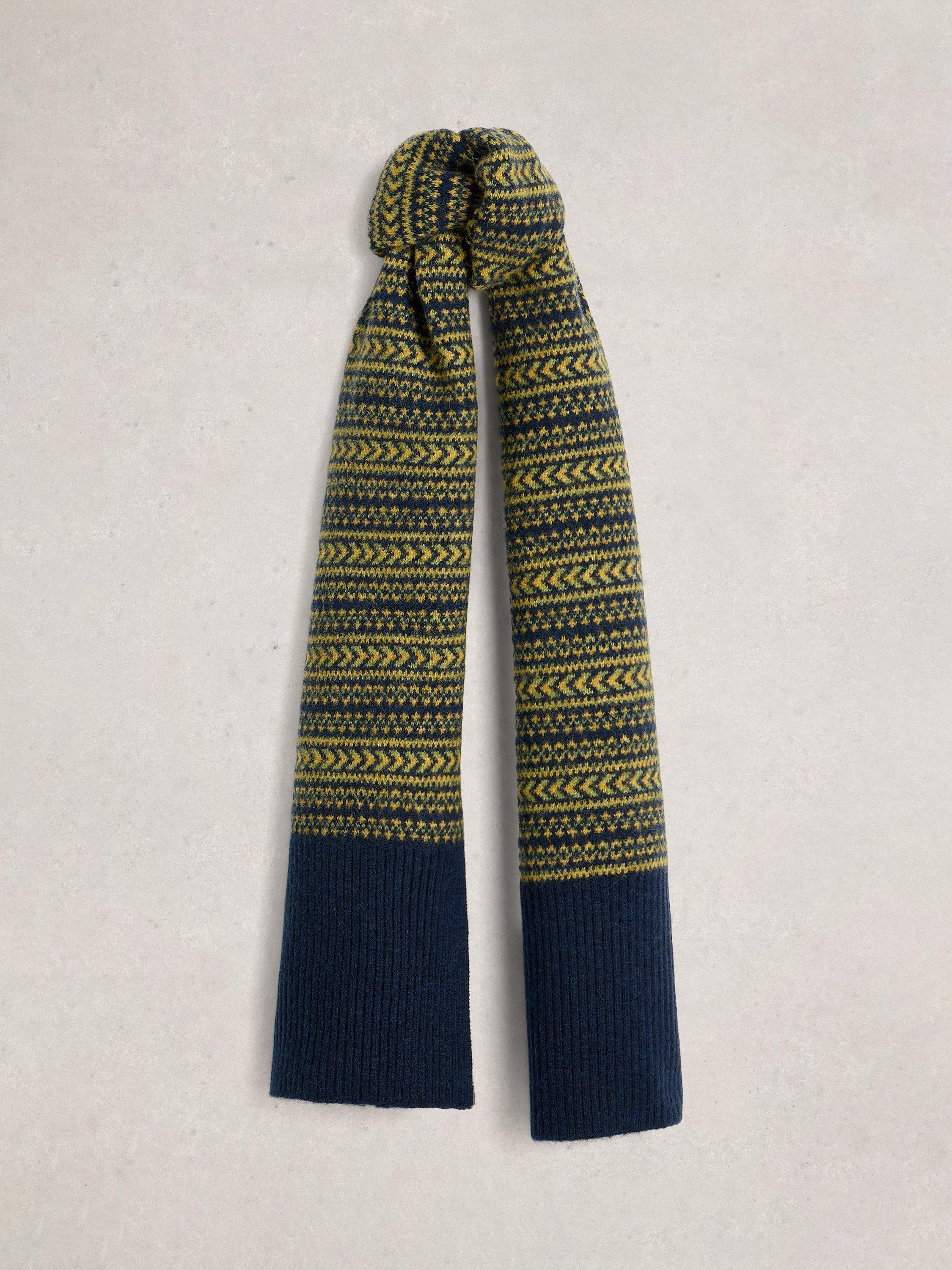 White Stuff Jasper Fair Isle Scarf, Navy/Multi