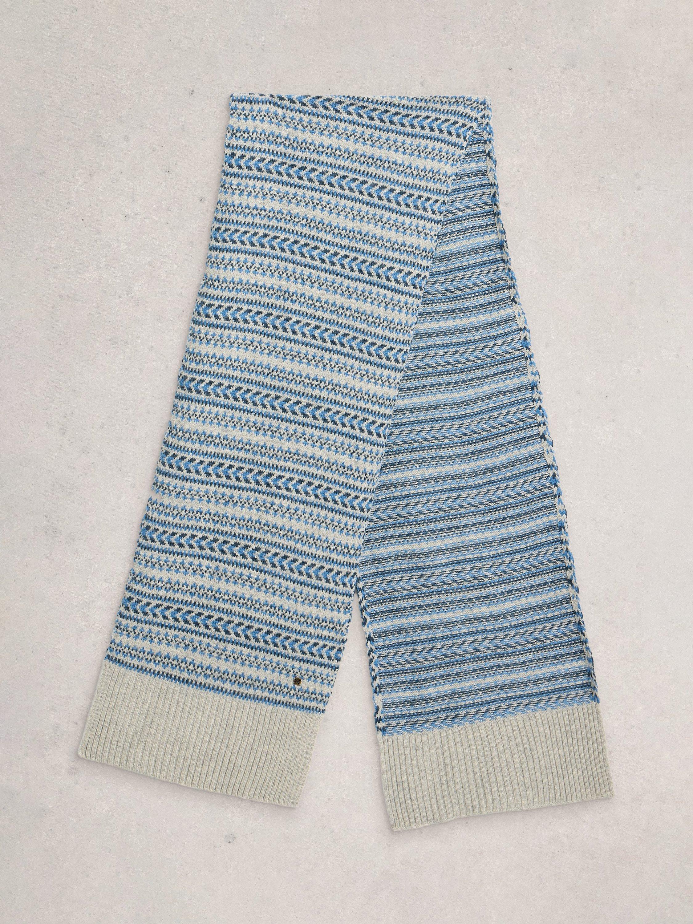 Product image 2 of 3, which shows White Stuff Sean Fair Isle Scarf, Grey/Multi, One Size