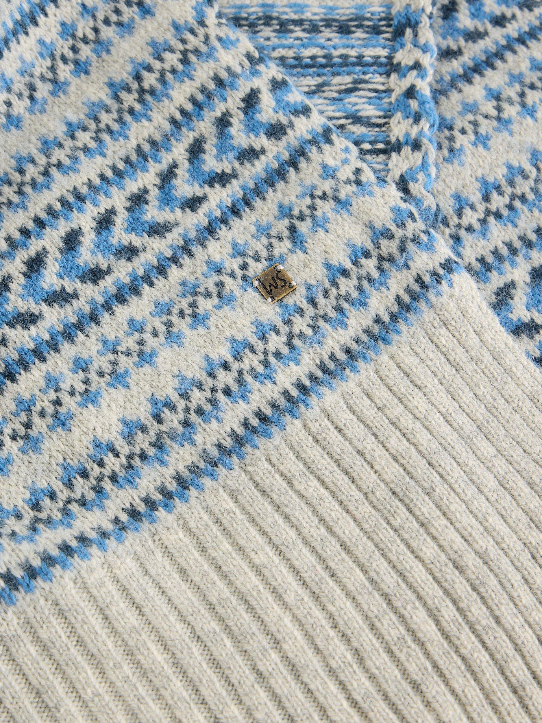 Product image 3 of 3, which shows White Stuff Sean Fair Isle Scarf, Grey/Multi, One Size
