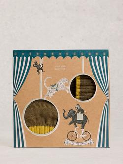 White Stuff Lambswool Beanie & Gloves Set, Khaki/Green