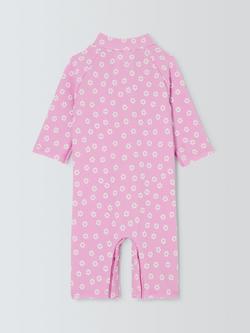 John Lewis Baby Ditsy Floral Sunpro Swimsuit, Pink - view 2, Pink