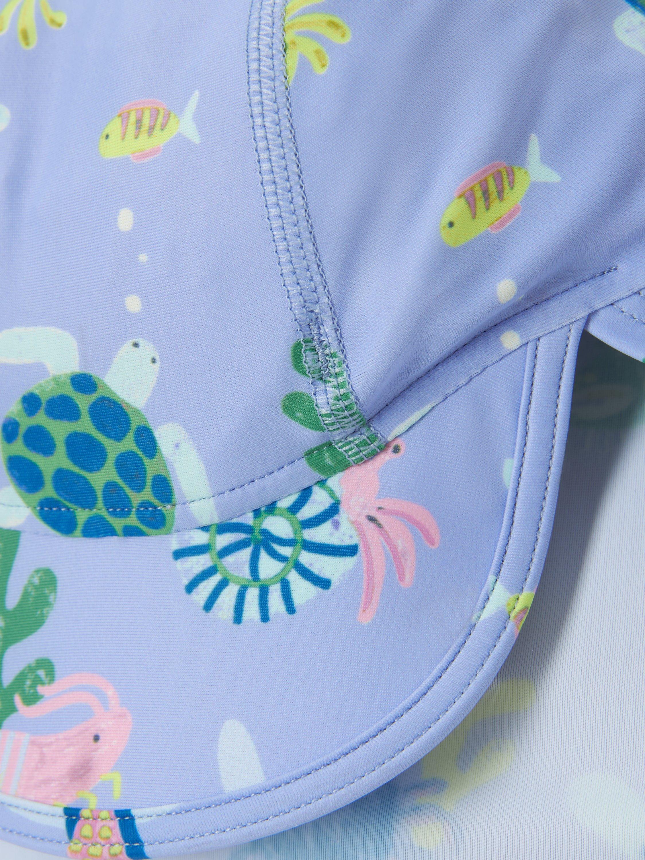 Product image 3 of 3, which shows John Lewis Baby Rockpool Keppi Safari Hat, Blue Multi, 3-6 months