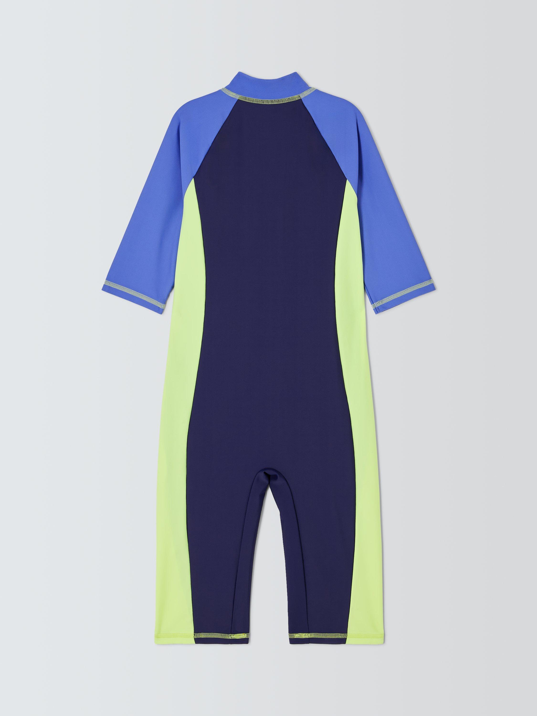 Product image 2 of 3, which shows John Lewis Kids' Colourblock Sunpro Swimsuit, Navy, 3 years