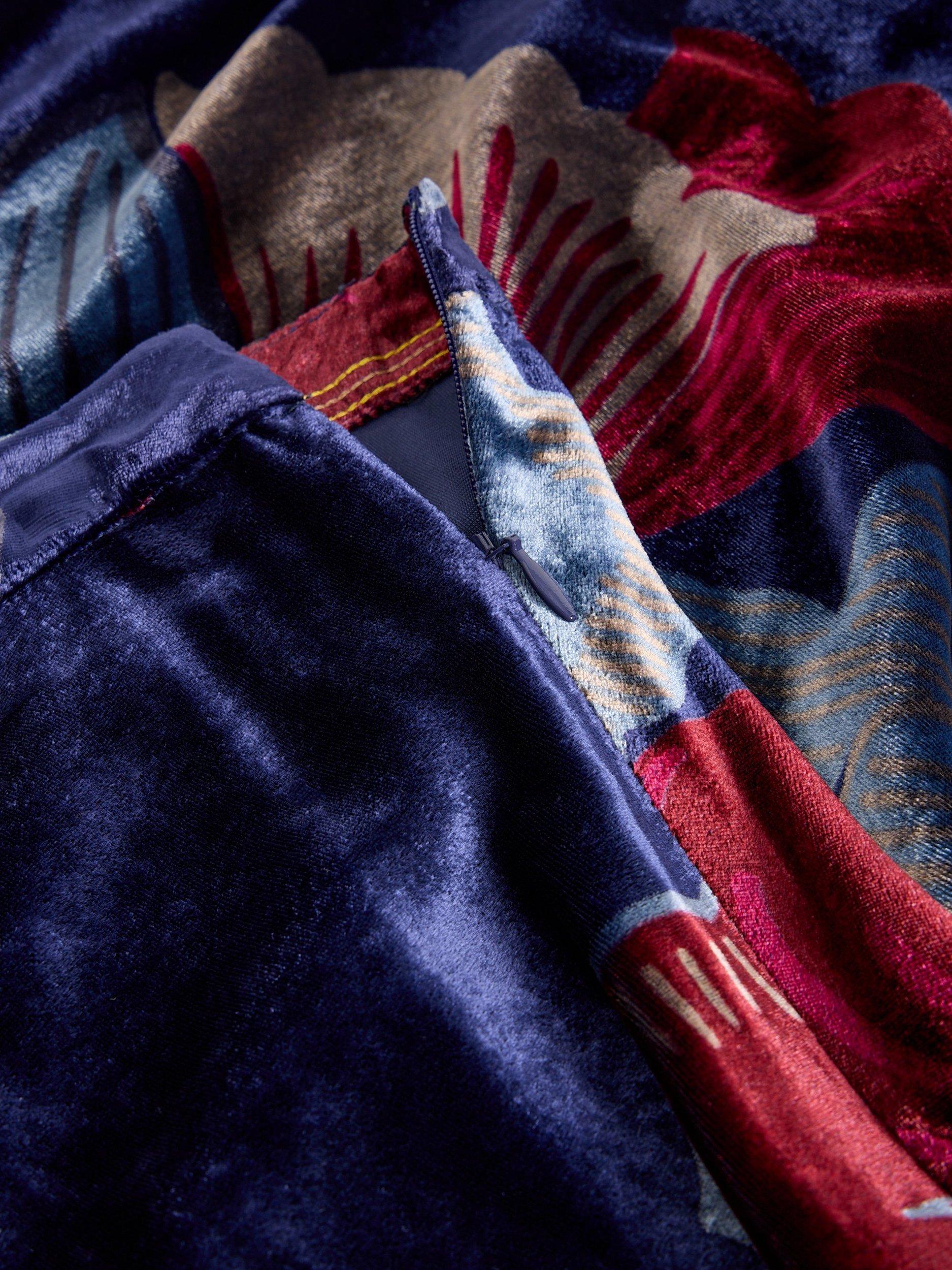 Product image 6 of 6, which shows White Stuff Hope A-Line Velvet Midi Skirt , Navy/Multi, 6