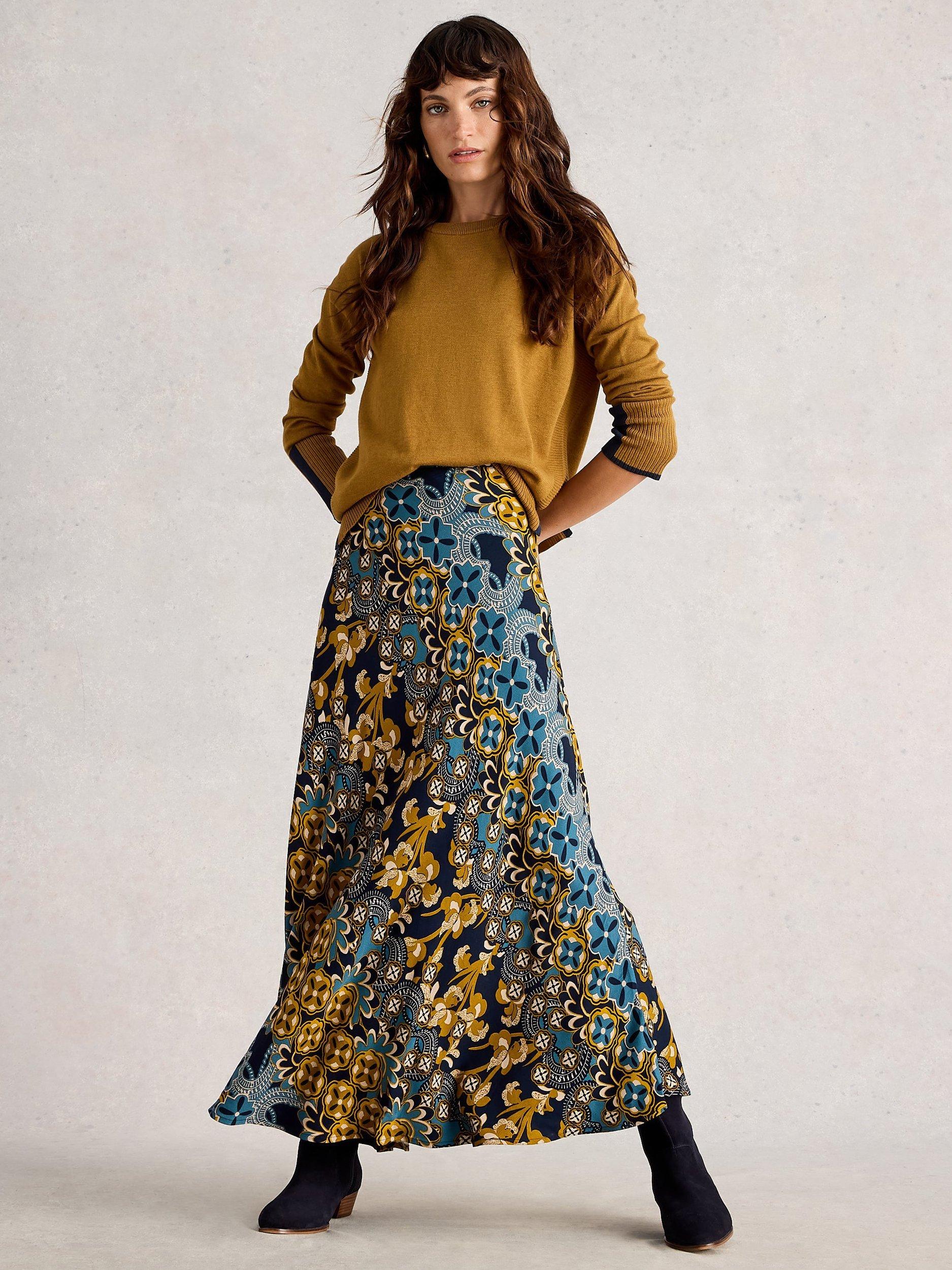 White Stuff Hope Floral Maxi Skirt, Navy/Multi