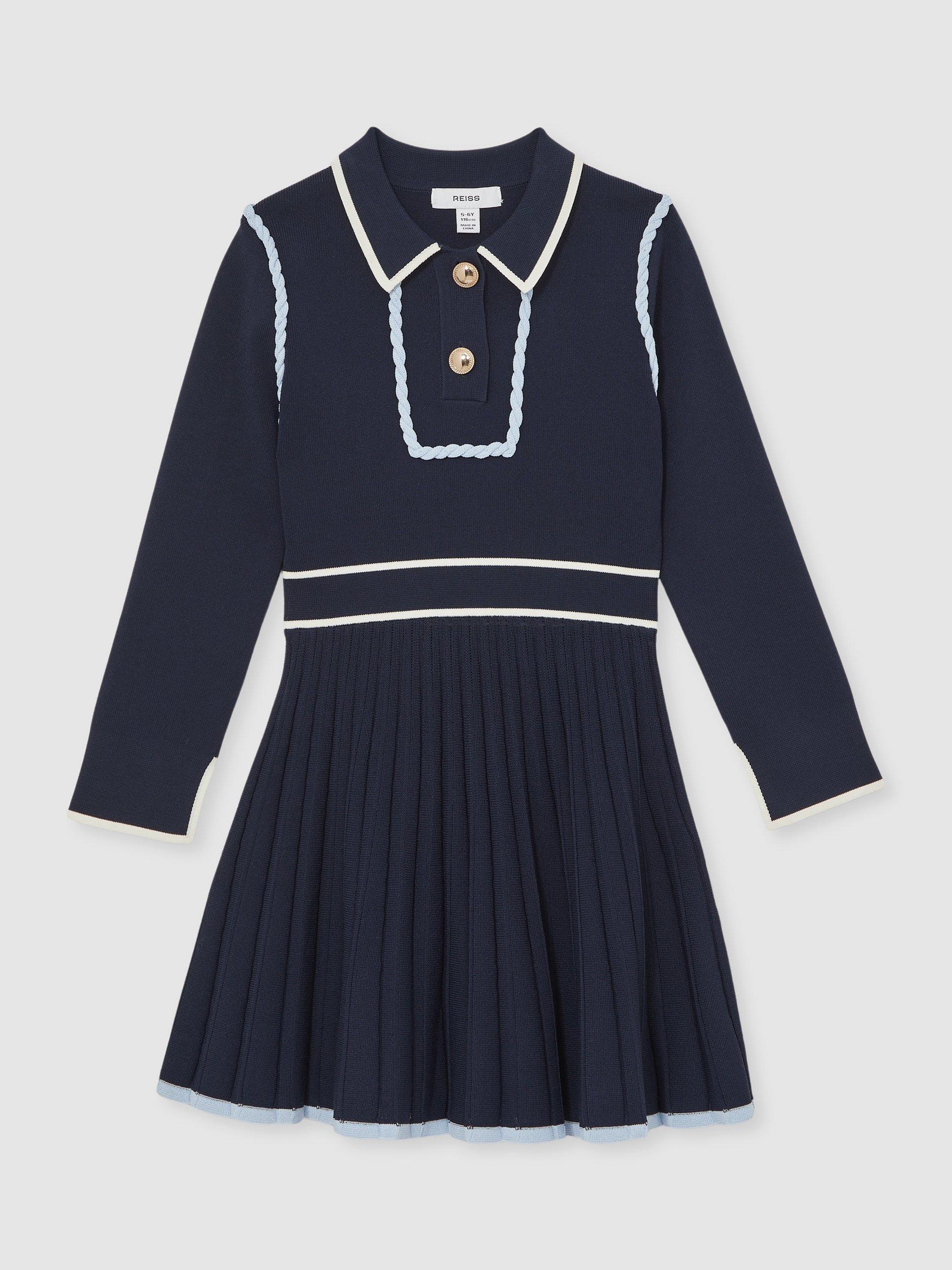 Product image 3 of 4, which shows Reiss Kids' Freya Dress, Navy, 3-4 years