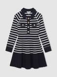 Reiss Kids' Sapna Dress, Navy/White