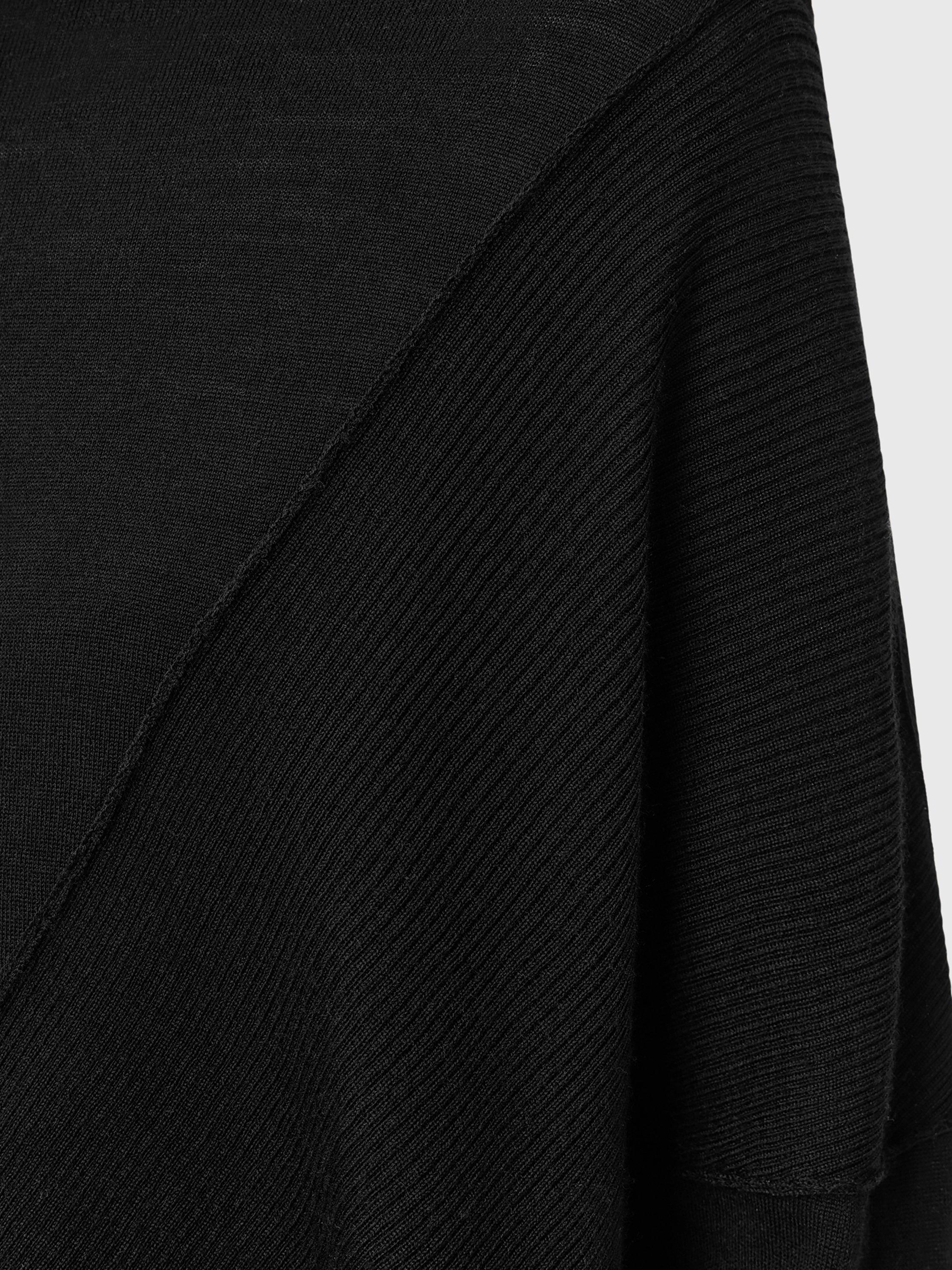 Product image 5 of 9, which shows AllSaints Isla Asymmetric Pure Wool Jumper, Black, L