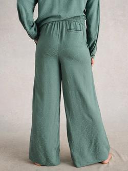 White Stuff Celia Jacquard Pyjama Bottoms containing LENZING™ ECOVERO™ Viscose, Dark Green - view 2, Dark Green