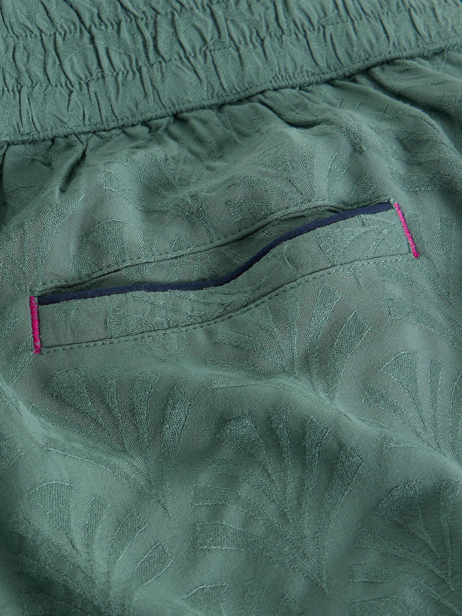 Product image 6 of 6, which shows White Stuff Celia Jacquard Pyjama Bottoms containing LENZING™ ECOVERO™ Viscose, Dark Green, XS