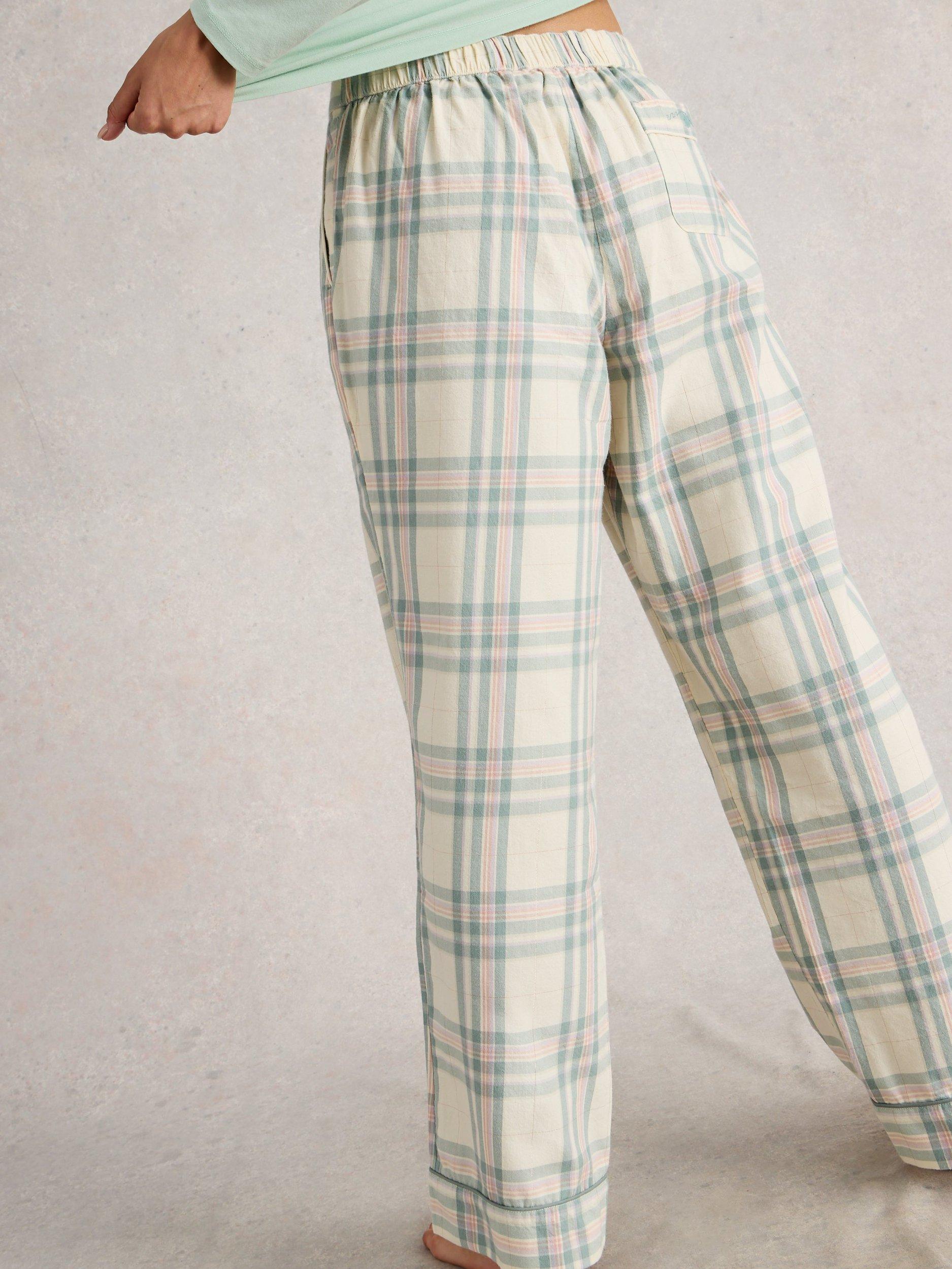 Product image 2 of 6, which shows White Stuff Nina Check Pyjama Bottoms, Ivory/Multi, XL Reg