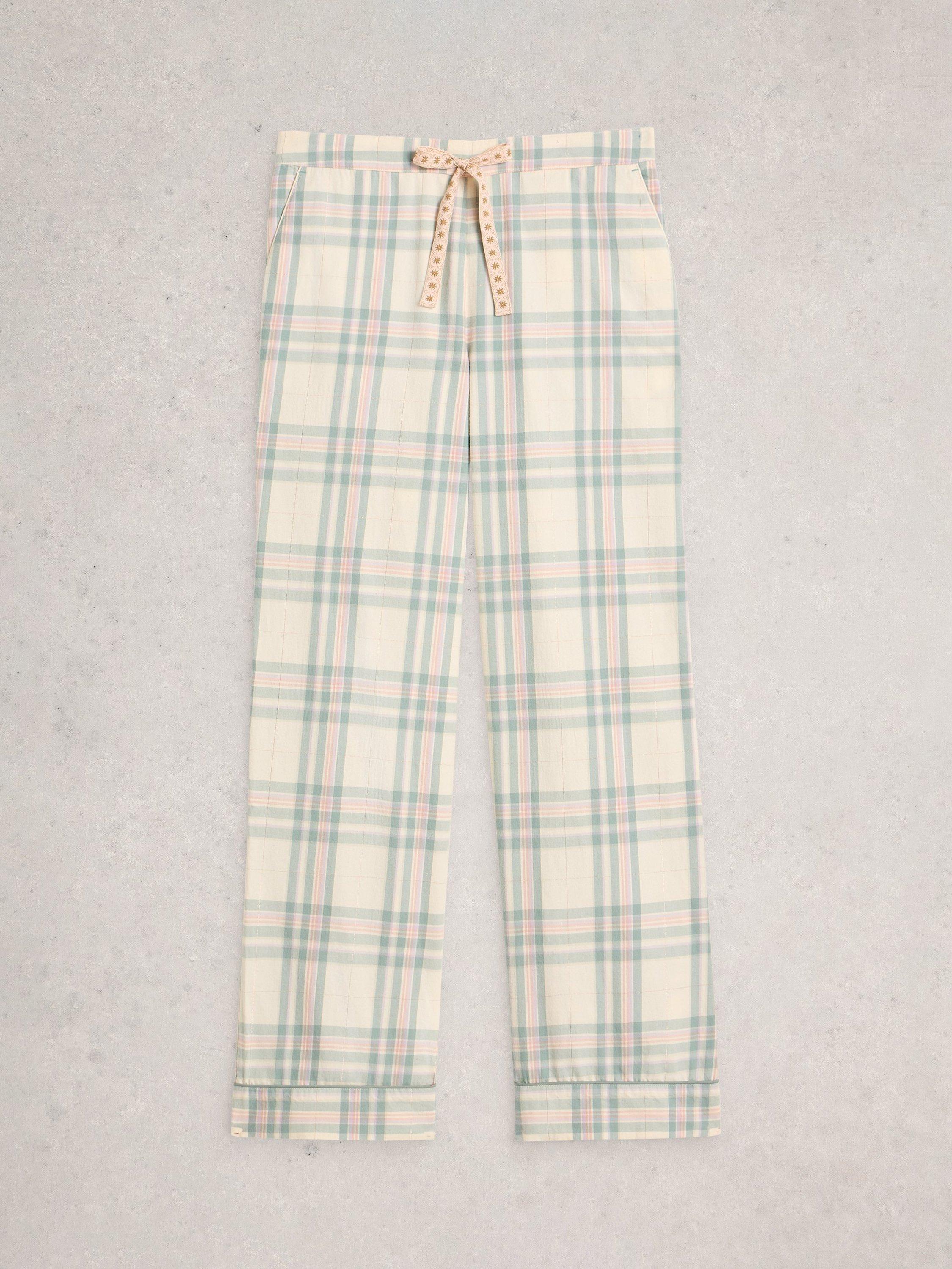 Product image 5 of 6, which shows White Stuff Nina Check Pyjama Bottoms, Ivory/Multi, XL Reg