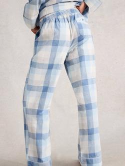 White Stuff Nina Check Pyjama Bottoms, Light Blue - view 2, Light Blue
