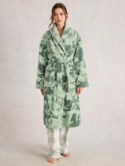 White Stuff Clover Floral Print Dressing Gown, Green