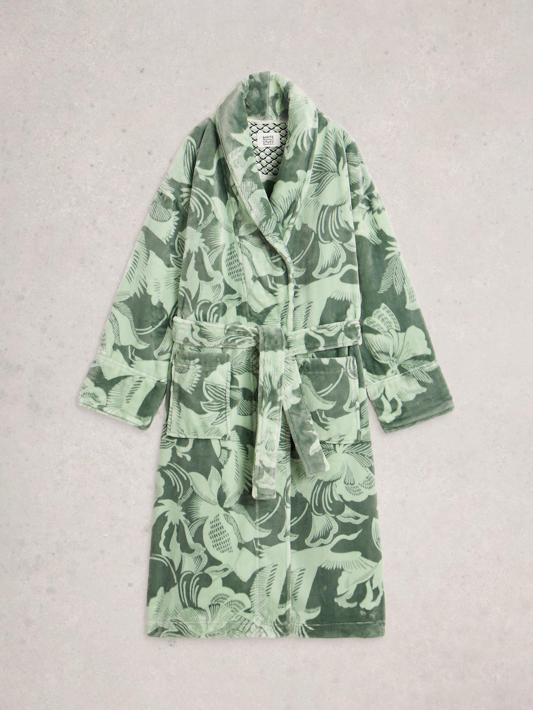 Product image 5 of 6, which shows White Stuff Clover Floral Print Dressing Gown, Green, XS
