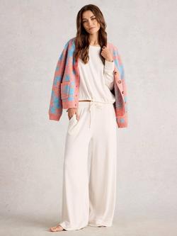 White Stuff Cosy Ribbed Pyjama Bottoms, Pale Ivory