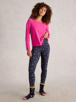 White Stuff Selena Hearts Pyjama Leggings, Navy/Multi, Navy/Multi