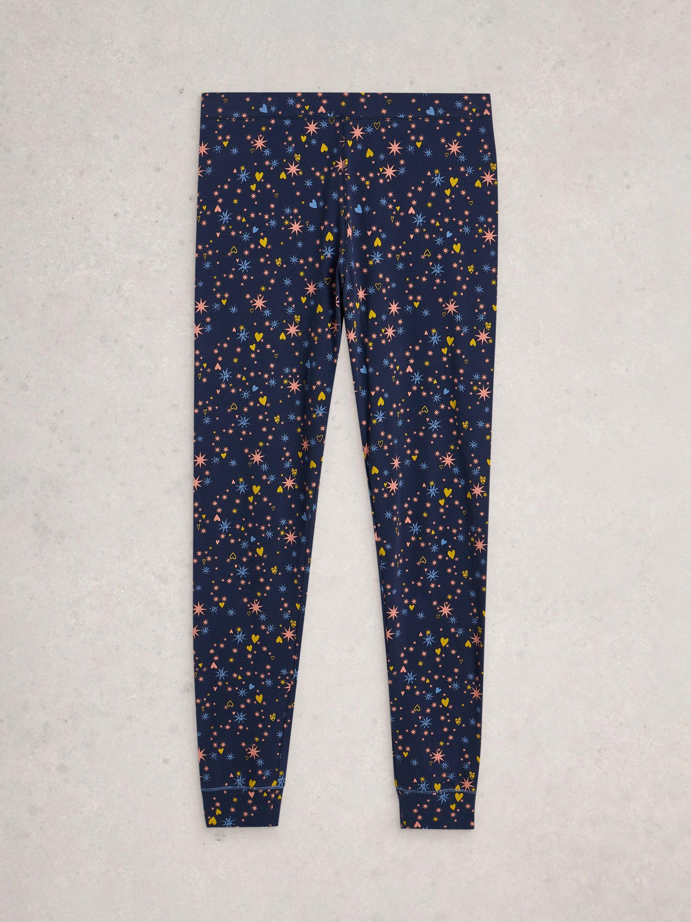 Product image 5 of 6, which shows White Stuff Selena Hearts Pyjama Leggings, Navy/Multi, XS
