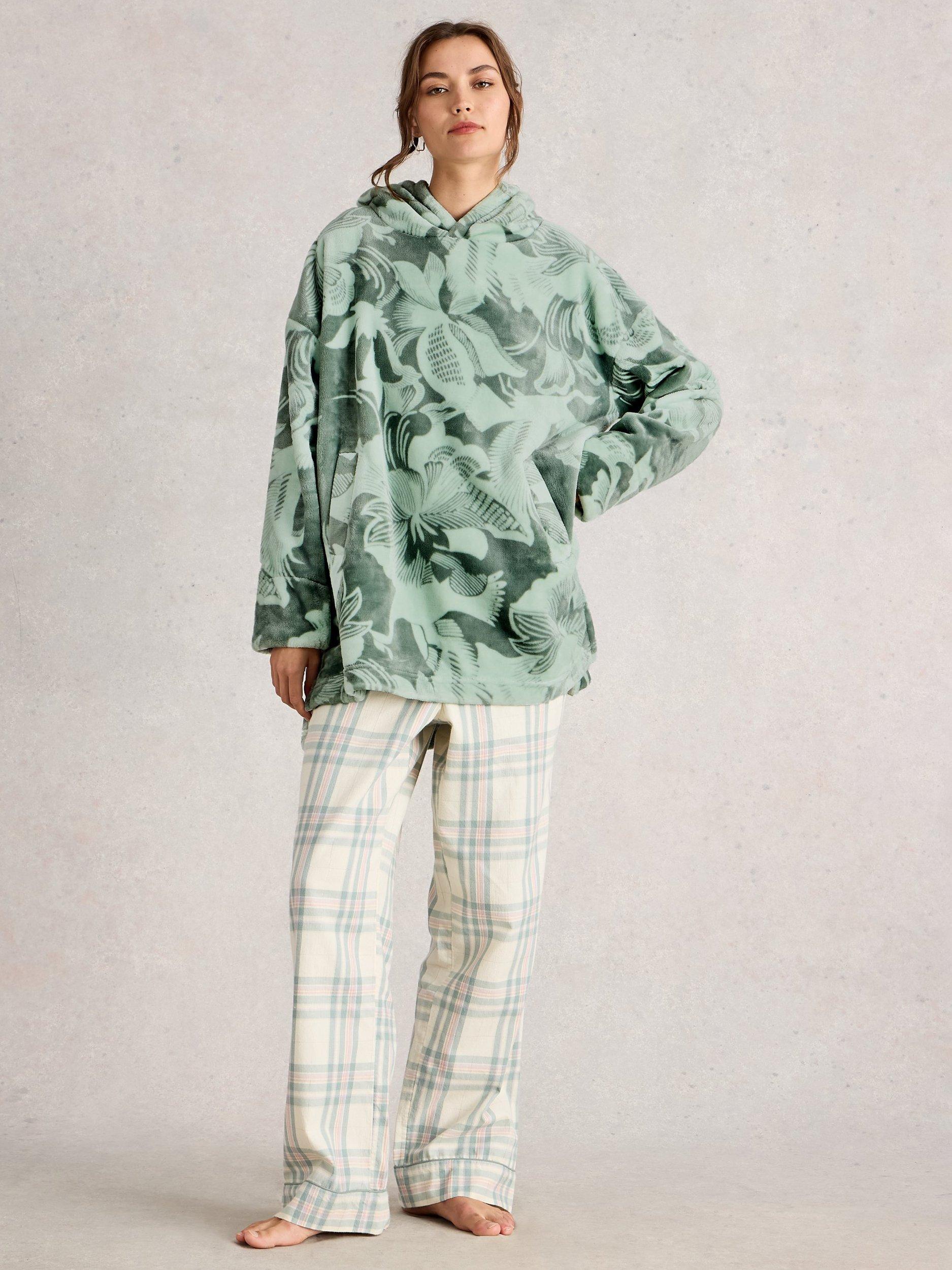 Product image 1 of 6, which shows Mint Velvet Clover Print Hoodie , Green/Multi, S