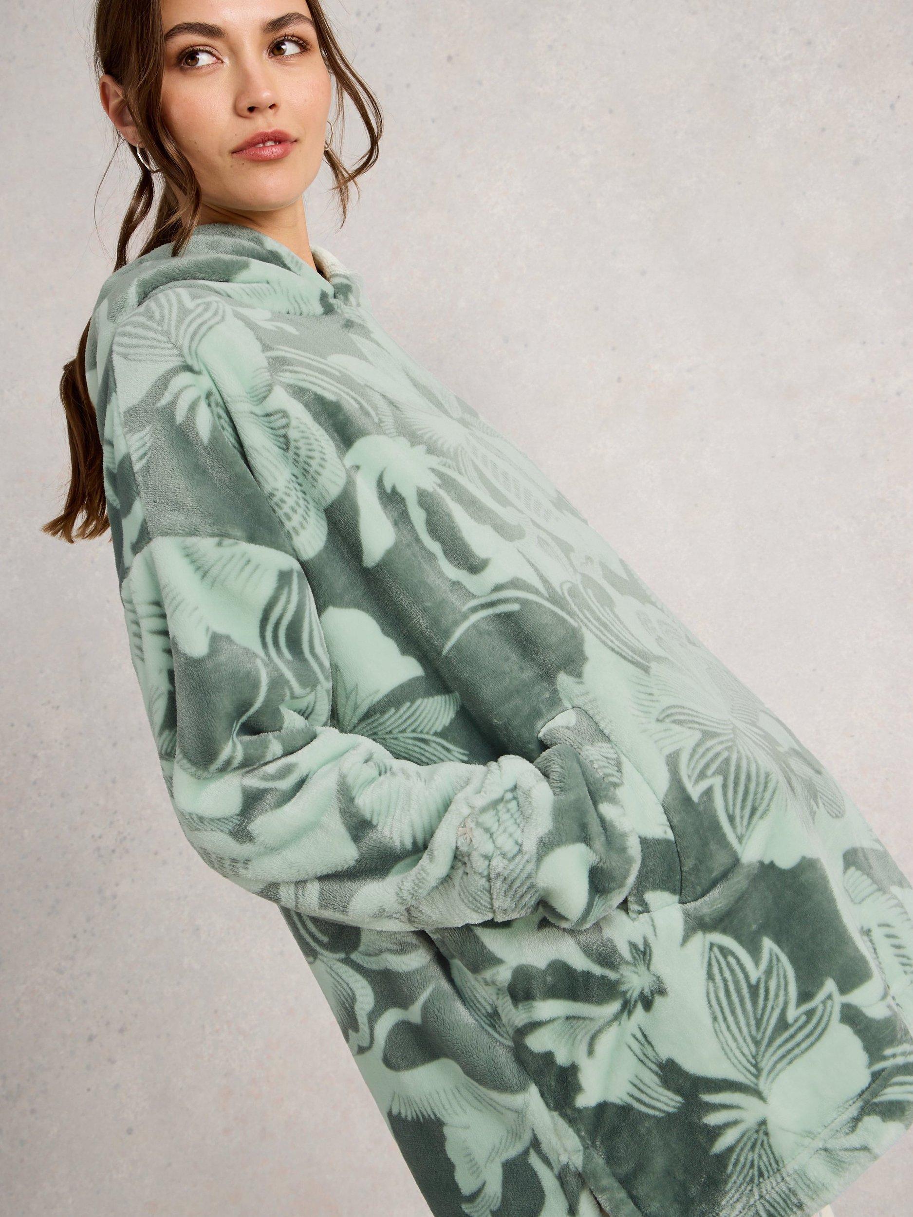 Product image 3 of 6, which shows Mint Velvet Clover Print Hoodie , Green/Multi, S