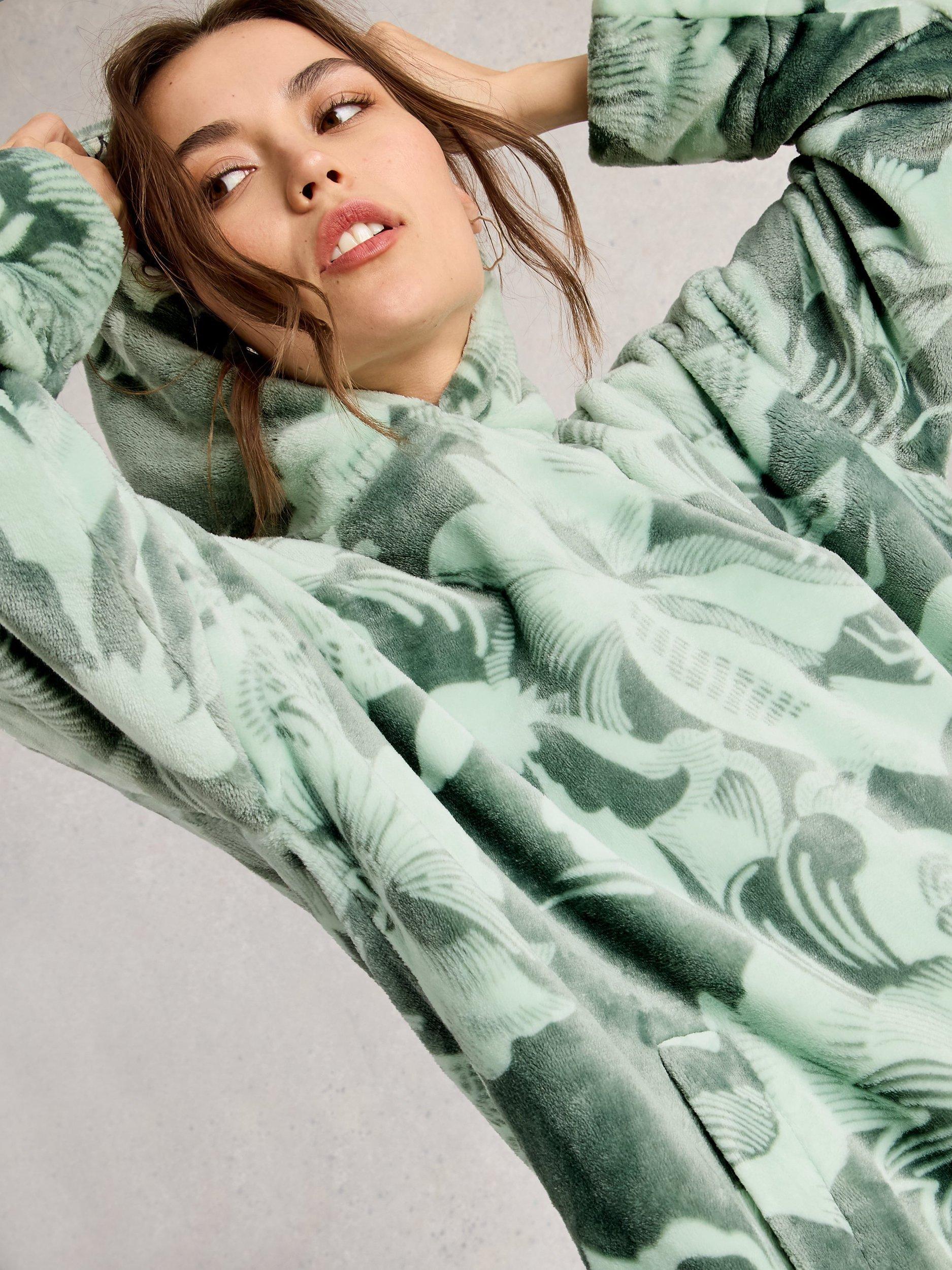 Product image 4 of 6, which shows Mint Velvet Clover Print Hoodie , Green/Multi, S