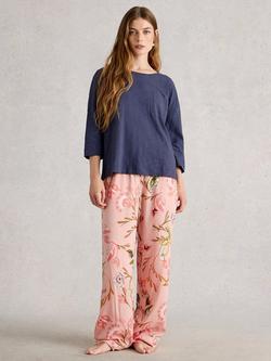 White Stuff Mia Organic Cotton Three Quarter Sleeve Round Neck T-Shirt, Dark Purple