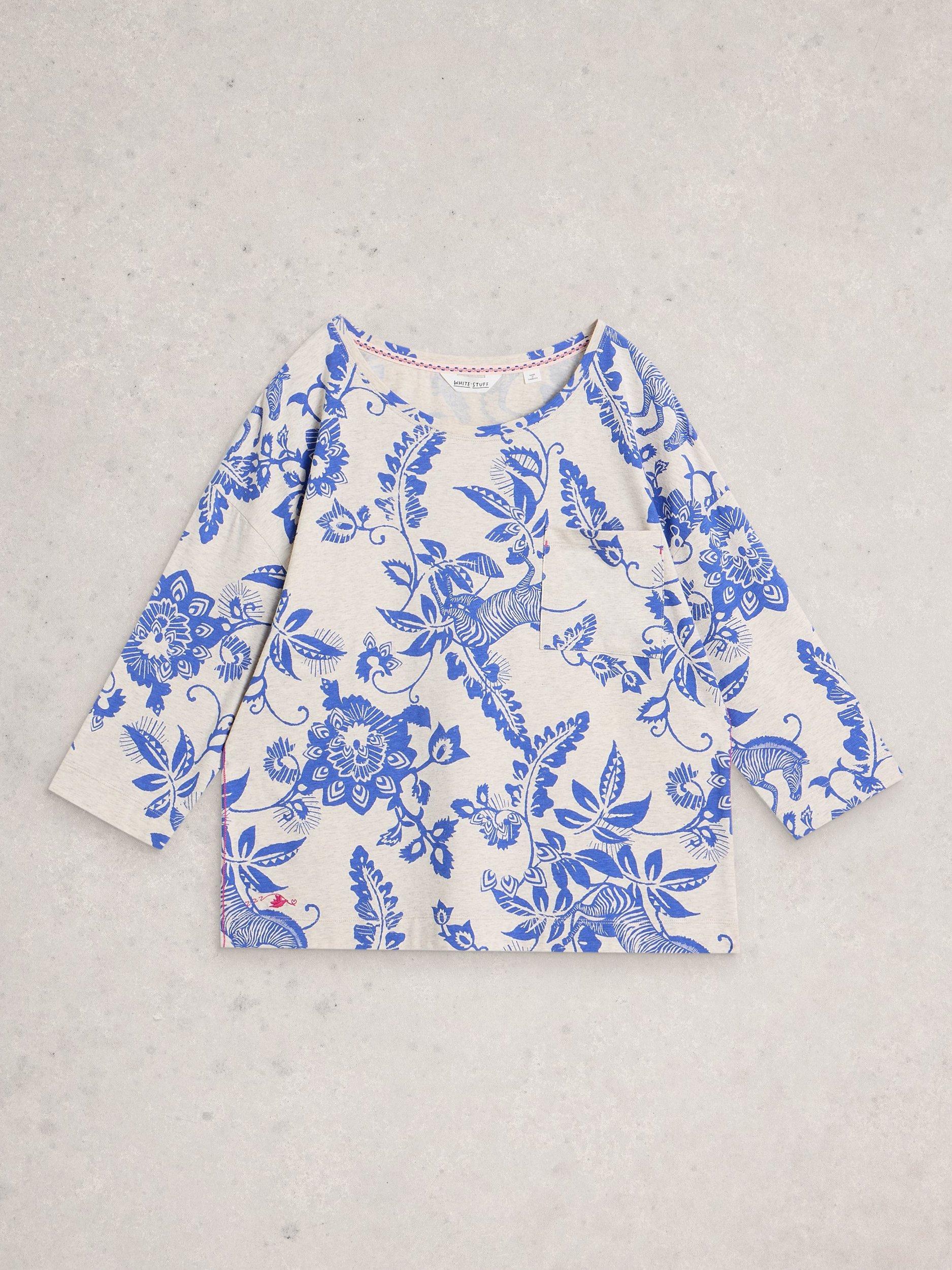 Product image 5 of 11, which shows White Stuff Mia Organic Cotton 3/4 Sleeve Shirt, Natural/Multi, L