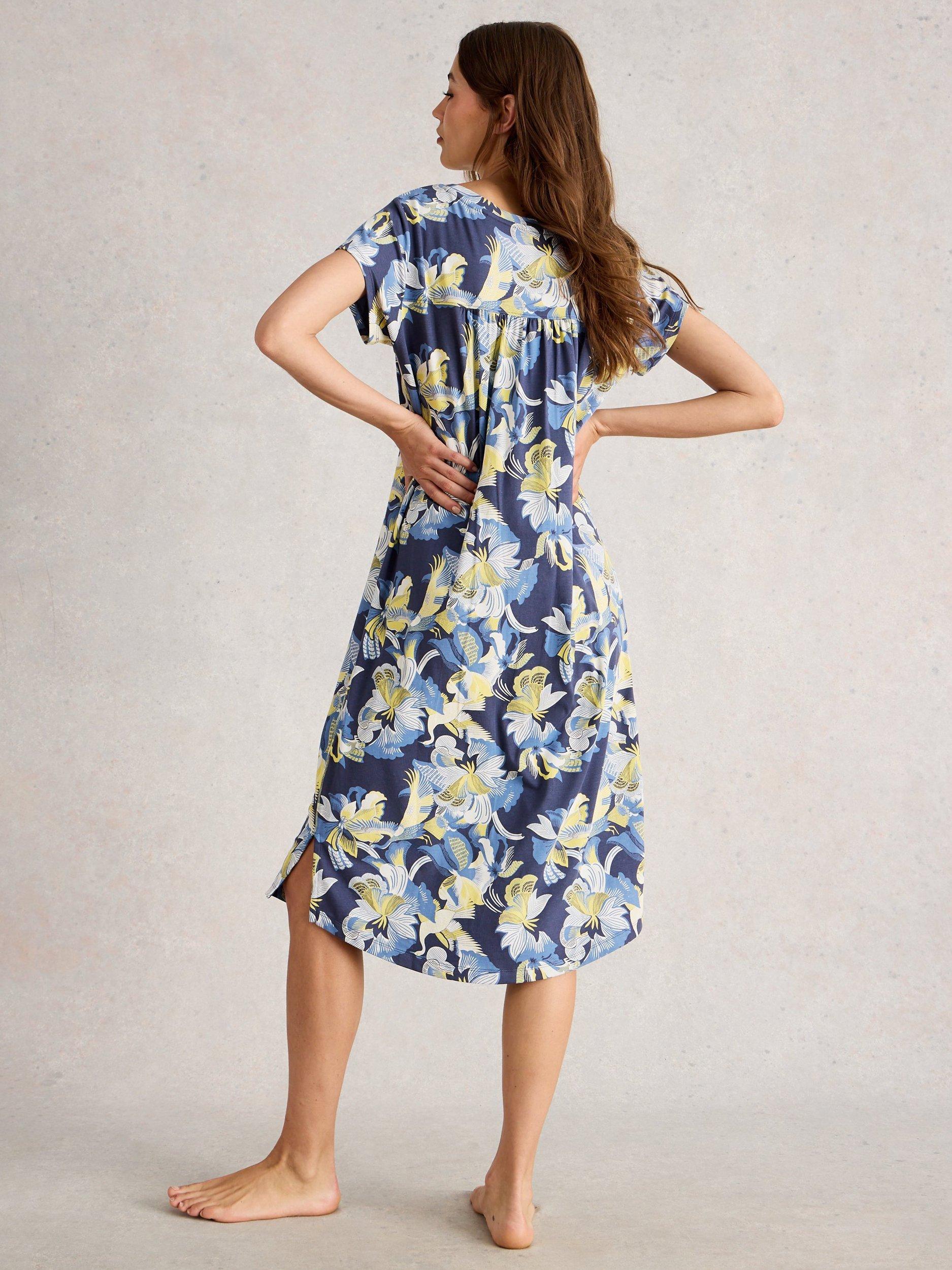 Product image 2 of 6, which shows White Stuff Eva Round Neck Floral Print Midi Nightie , Multi, XS