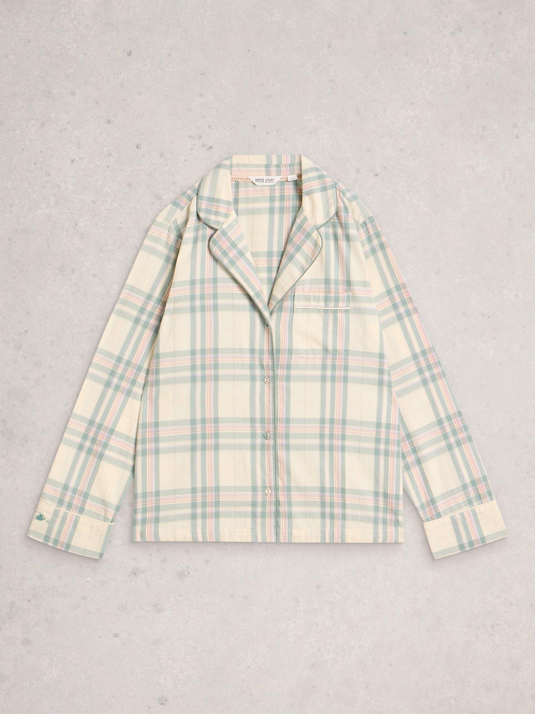 Product image 5 of 6, which shows White Stuff Nina Check Pyjama Shirt, Ivory/Multi, L