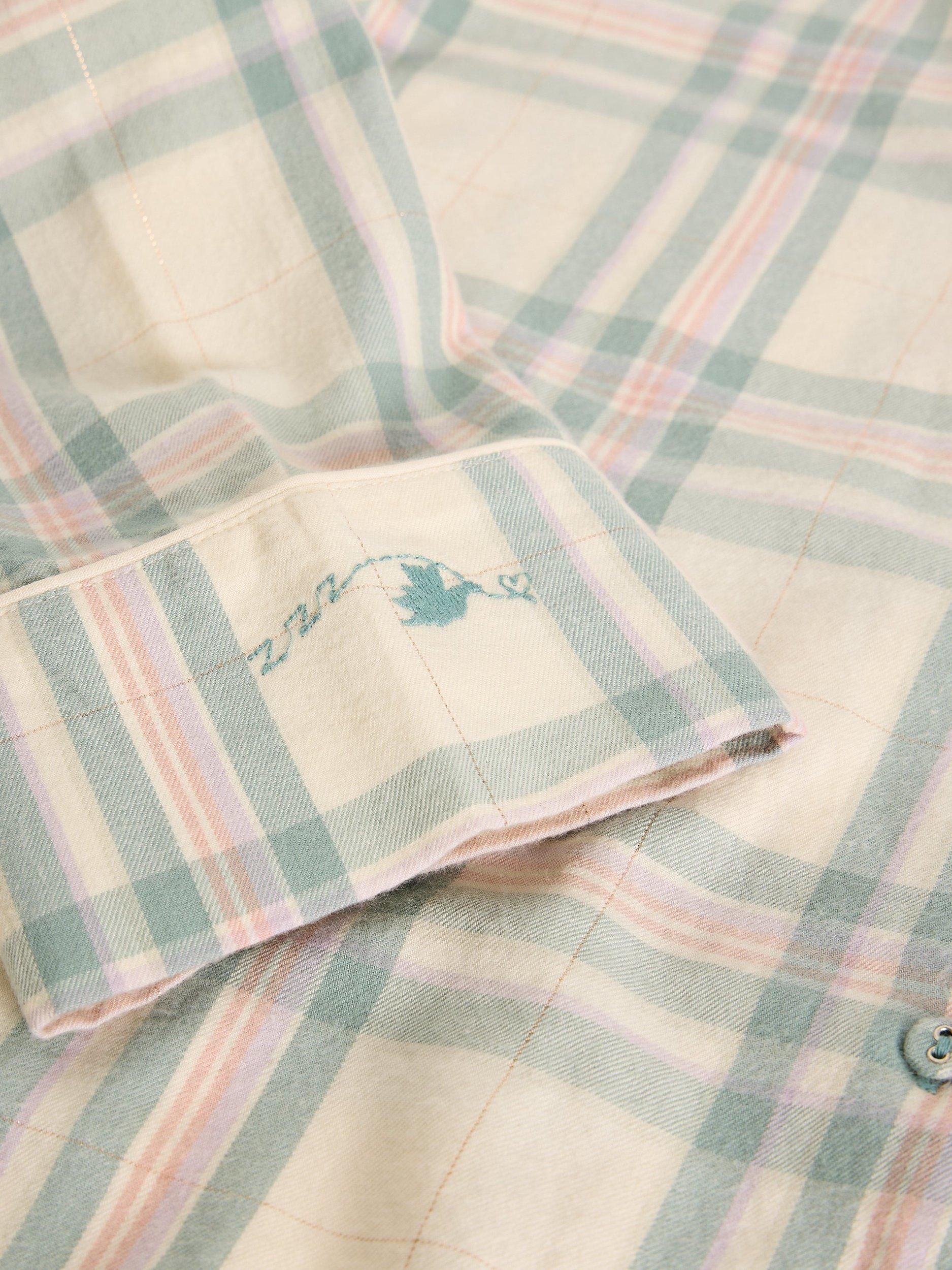 Product image 6 of 6, which shows White Stuff Nina Check Pyjama Shirt, Ivory/Multi, L