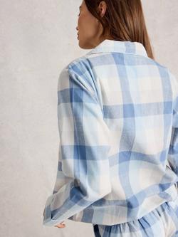 White Stuff Nina Check Pyjama Shirt, Light Blue - view 2, Light Blue