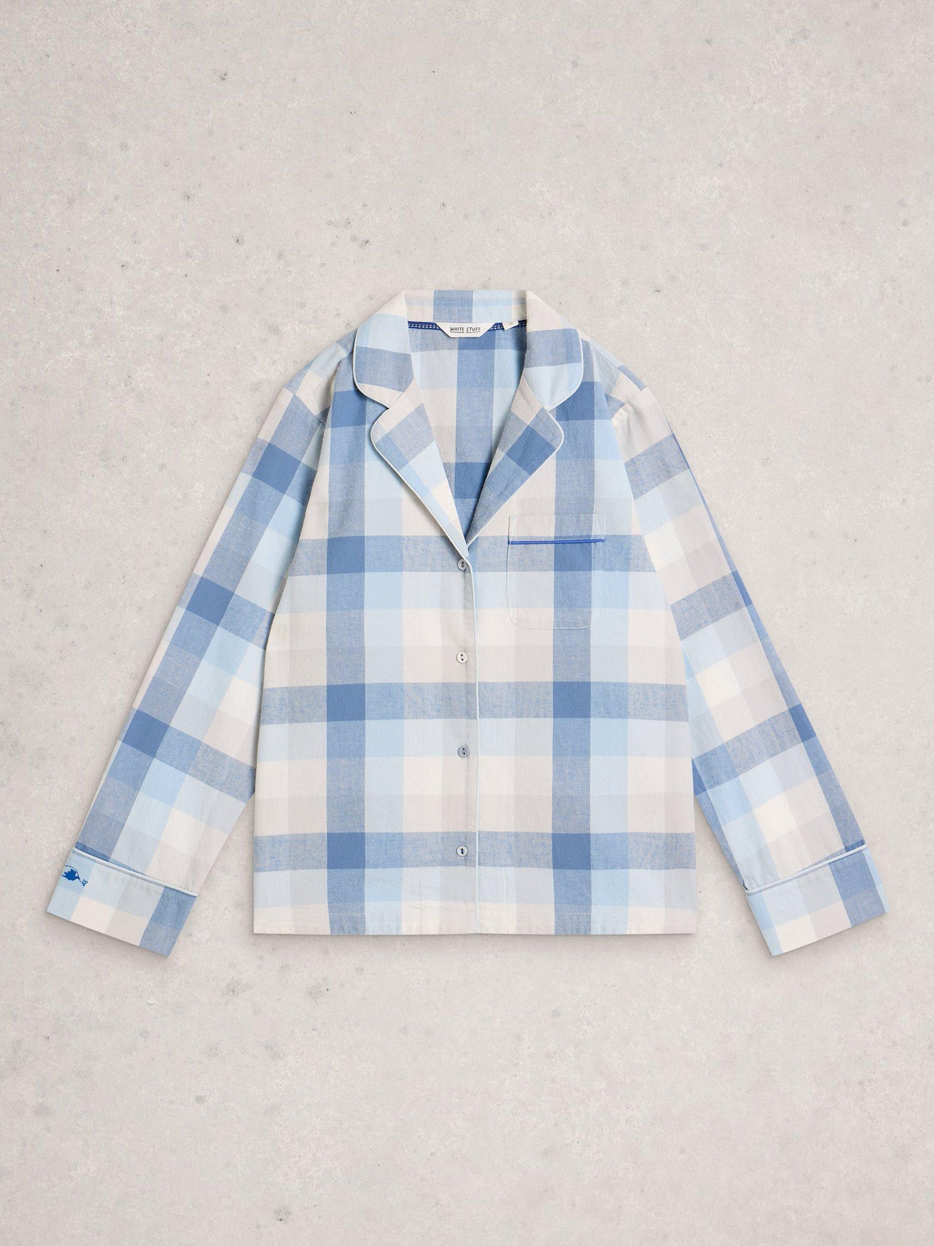 Product image 5 of 6, which shows White Stuff Nina Check Pyjama Shirt, Light Blue, M