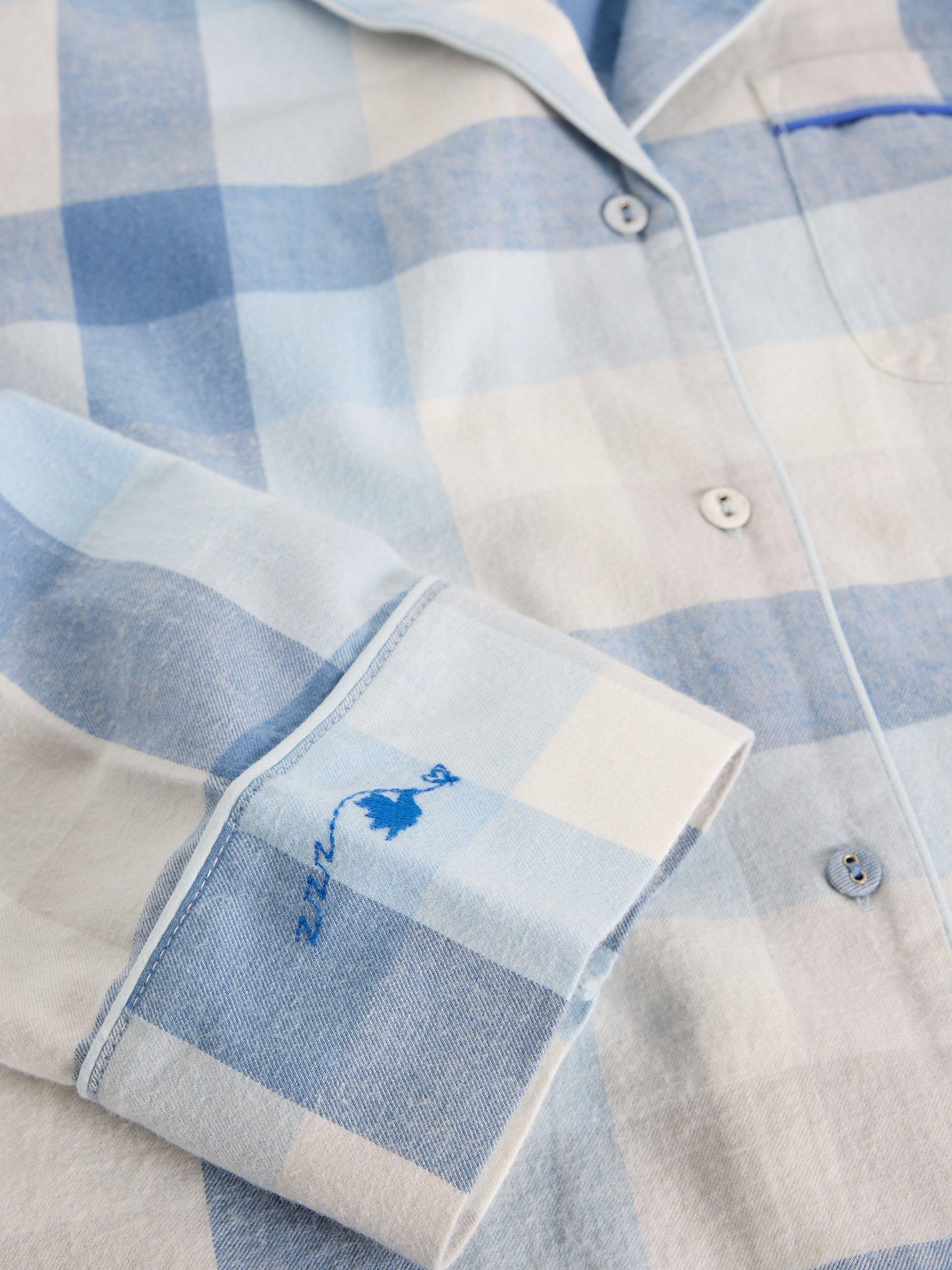 Product image 6 of 6, which shows White Stuff Nina Check Pyjama Shirt, Light Blue, M