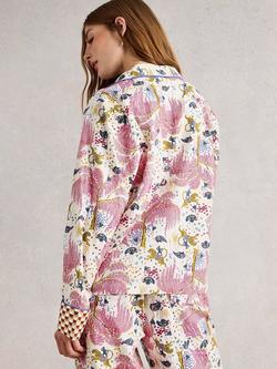 White Stuff Nina Trees & Birds Button Through Pyjama Top, Natural/Multi - view 2, Natural/Multi